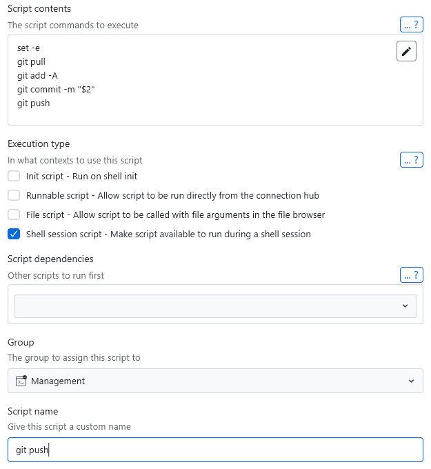 Snell Script Shell scripts | XPipe Docs